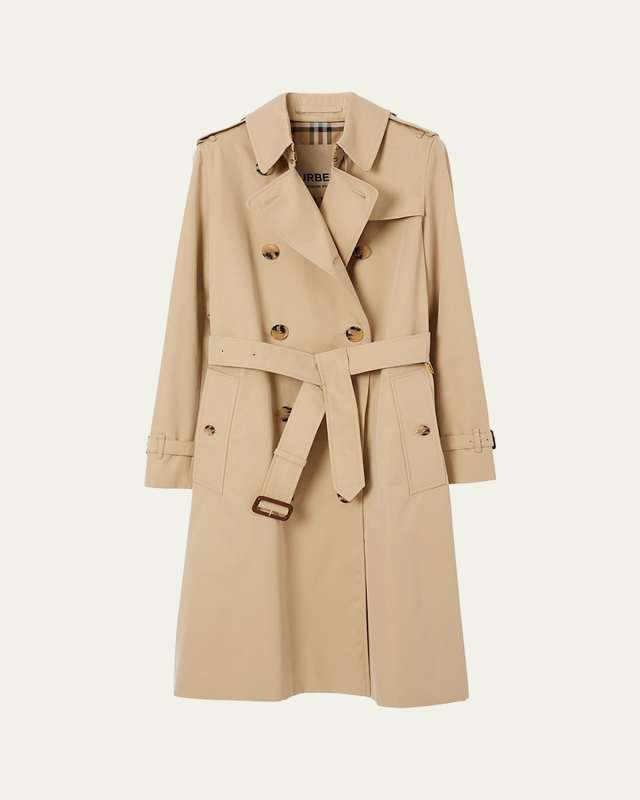 Kensington Organic Belted Double-Breasted Long Trench Coat